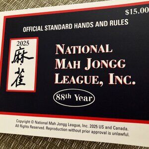 2025 National Mah Jongg League Card